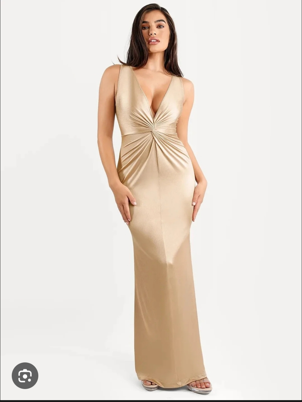 Popilush XXL Shapewear Shine Deep V-Neck Bias Twist Hourglass Maxi Dress NWT